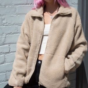 BRANDY MELVILLE fluffy jacket zip up